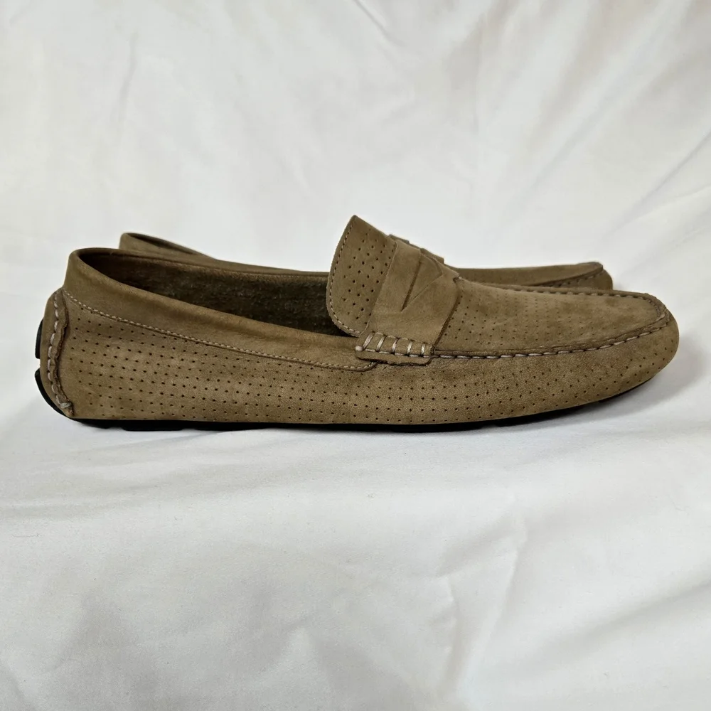 Mercanti Fiorentini 12016 Relax Men's Italian Tan Perforated Leather Loafers 12M